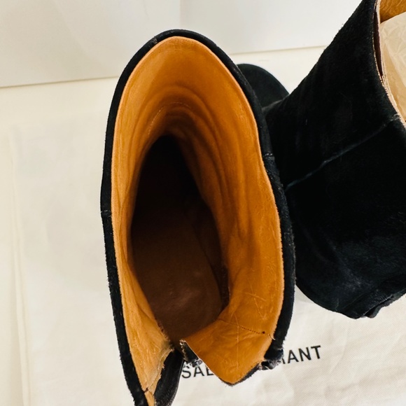 Isabel Marant black suede stacked block heel back zip ankle boot size 37 - Picture 4 of 6